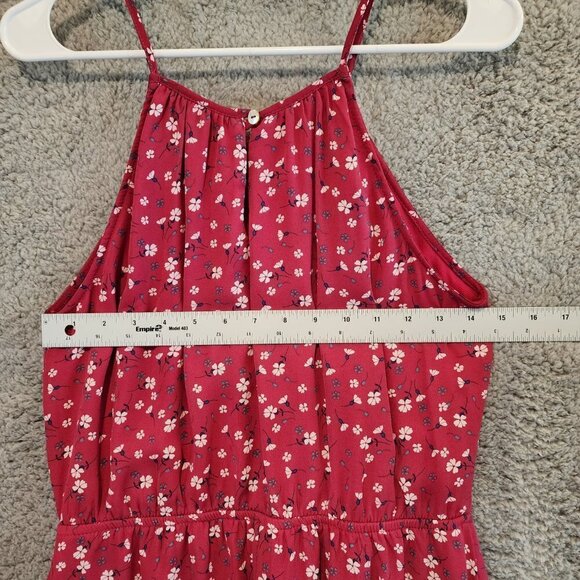 Francescas Mi Ami MINI DRESS Halter Red White Floral Blouson Lightweight Sz L - Picture 8 of 10